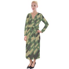 Camouflage-pattern-background Velvet Maxi Wrap Dress by Vaneshart