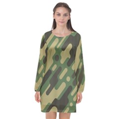 Camouflage-pattern-background Long Sleeve Chiffon Shift Dress  by Vaneshart