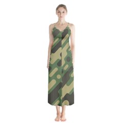 Camouflage-pattern-background Button Up Chiffon Maxi Dress by Vaneshart