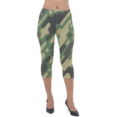 Camouflage-pattern-background Lightweight Velour Capri Leggings  by Vaneshart