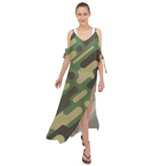 Camouflage-pattern-background Maxi Chiffon Cover Up Dress by Vaneshart