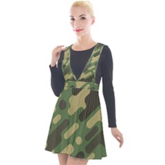 Camouflage-pattern-background Plunge Pinafore Velour Dress by Vaneshart