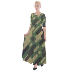 Camouflage-pattern-background Half Sleeves Maxi Dress by Vaneshart