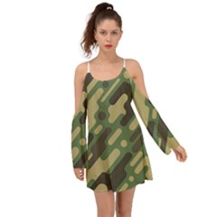 Camouflage-pattern-background Kimono Sleeves Boho Dress by Vaneshart