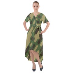 Camouflage-pattern-background Front Wrap High Low Dress by Vaneshart