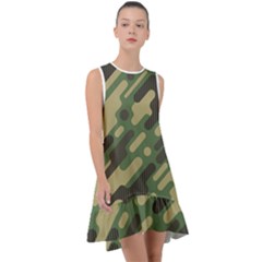 Camouflage-pattern-background Frill Swing Dress