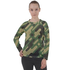 Camouflage-pattern-background Women s Long Sleeve Raglan Tee