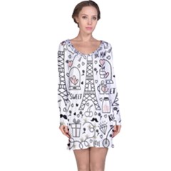 Big-collection-with-hand-drawn-objects-valentines-day Long Sleeve Nightdress