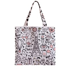 Big-collection-with-hand-drawn-objects-valentines-day Zipper Grocery Tote Bag by Vaneshart