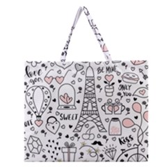 Big-collection-with-hand-drawn-objects-valentines-day Zipper Large Tote Bag by Vaneshart