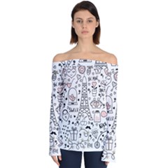 Big-collection-with-hand-drawn-objects-valentines-day Off Shoulder Long Sleeve Top