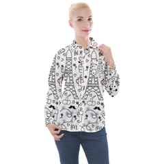 Big-collection-with-hand-drawn-objects-valentines-day Women s Long Sleeve Pocket Shirt