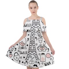 Big-collection-with-hand-drawn-objects-valentines-day Cut Out Shoulders Chiffon Dress by Vaneshart