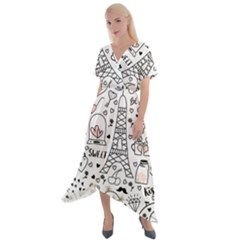 Big-collection-with-hand-drawn-objects-valentines-day Cross Front Sharkbite Hem Maxi Dress