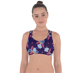 Owl-pattern-background Cross String Back Sports Bra by Vaneshart