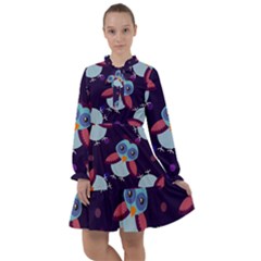 Owl-pattern-background All Frills Chiffon Dress