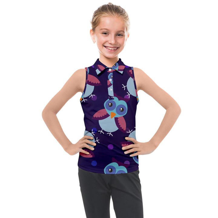 Owl-pattern-background Kids  Sleeveless Polo Tee