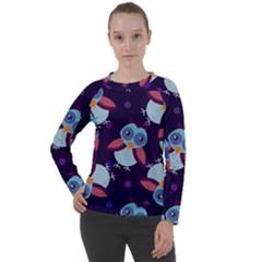 Owl-pattern-background Women s Long Sleeve Raglan Tee