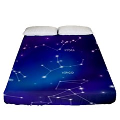 Realistic-night-sky-poster-with-constellations Fitted Sheet (queen Size) by Vaneshart