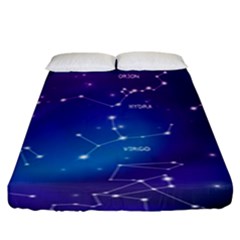 Realistic-night-sky-poster-with-constellations Fitted Sheet (king Size) by Vaneshart