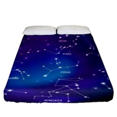 Realistic-night-sky-poster-with-constellations Fitted Sheet (california King Size) by Vaneshart