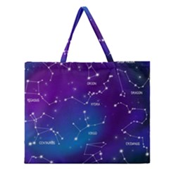 Realistic-night-sky-poster-with-constellations Zipper Large Tote Bag by Vaneshart