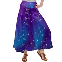 Realistic-night-sky-poster-with-constellations Satin Palazzo Pants by Vaneshart