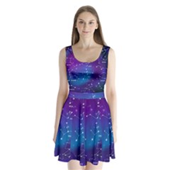 Realistic-night-sky-poster-with-constellations Split Back Mini Dress  by Vaneshart