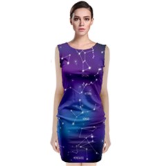 Realistic-night-sky-poster-with-constellations Sleeveless Velvet Midi Dress by Vaneshart