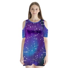 Realistic-night-sky-poster-with-constellations Shoulder Cutout Velvet One Piece by Vaneshart