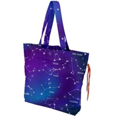 Realistic-night-sky-poster-with-constellations Drawstring Tote Bag by Vaneshart