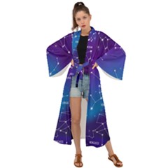 Realistic-night-sky-poster-with-constellations Maxi Kimono by Vaneshart