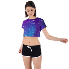 Realistic-night-sky-poster-with-constellations Tie Back Short Sleeve Crop Tee