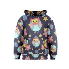 Owl Stars Pattern Background Kids  Pullover Hoodie by Vaneshart