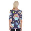 Owl stars pattern background Wide Neckline Tee View2