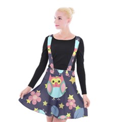 Owl Stars Pattern Background Suspender Skater Skirt by Vaneshart