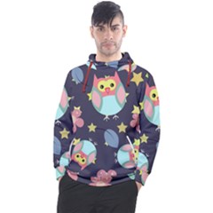 Owl Stars Pattern Background Men s Pullover Hoodie