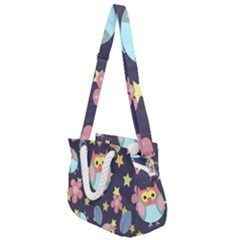 Owl Stars Pattern Background Rope Handles Shoulder Strap Bag by Vaneshart