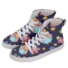 Owl Stars Pattern Background Women s Hi-top Skate Sneakers by Vaneshart