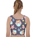 Owl stars pattern background Velvet Racer Back Crop Top View2