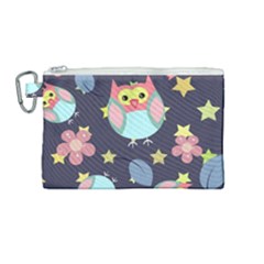 Owl Stars Pattern Background Canvas Cosmetic Bag (medium) by Vaneshart