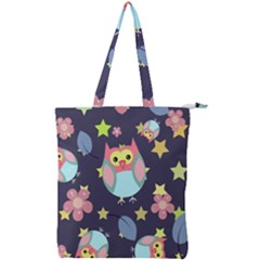 Owl Stars Pattern Background Double Zip Up Tote Bag by Vaneshart