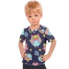 Owl Stars Pattern Background Kids  Sports Tee