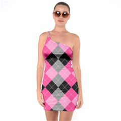 Seamless-argyle-pattern One Soulder Bodycon Dress by Vaneshart