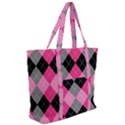 Seamless-argyle-pattern Zip Up Canvas Bag View2