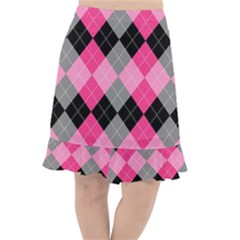 Seamless-argyle-pattern Fishtail Chiffon Skirt by Vaneshart