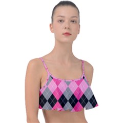 Seamless-argyle-pattern Frill Bikini Top