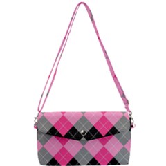 Seamless-argyle-pattern Removable Strap Clutch Bag