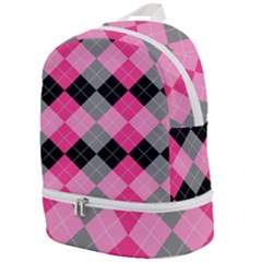 Seamless-argyle-pattern Zip Bottom Backpack