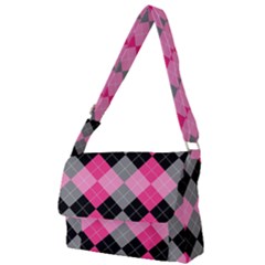 Seamless-argyle-pattern Full Print Messenger Bag (l)